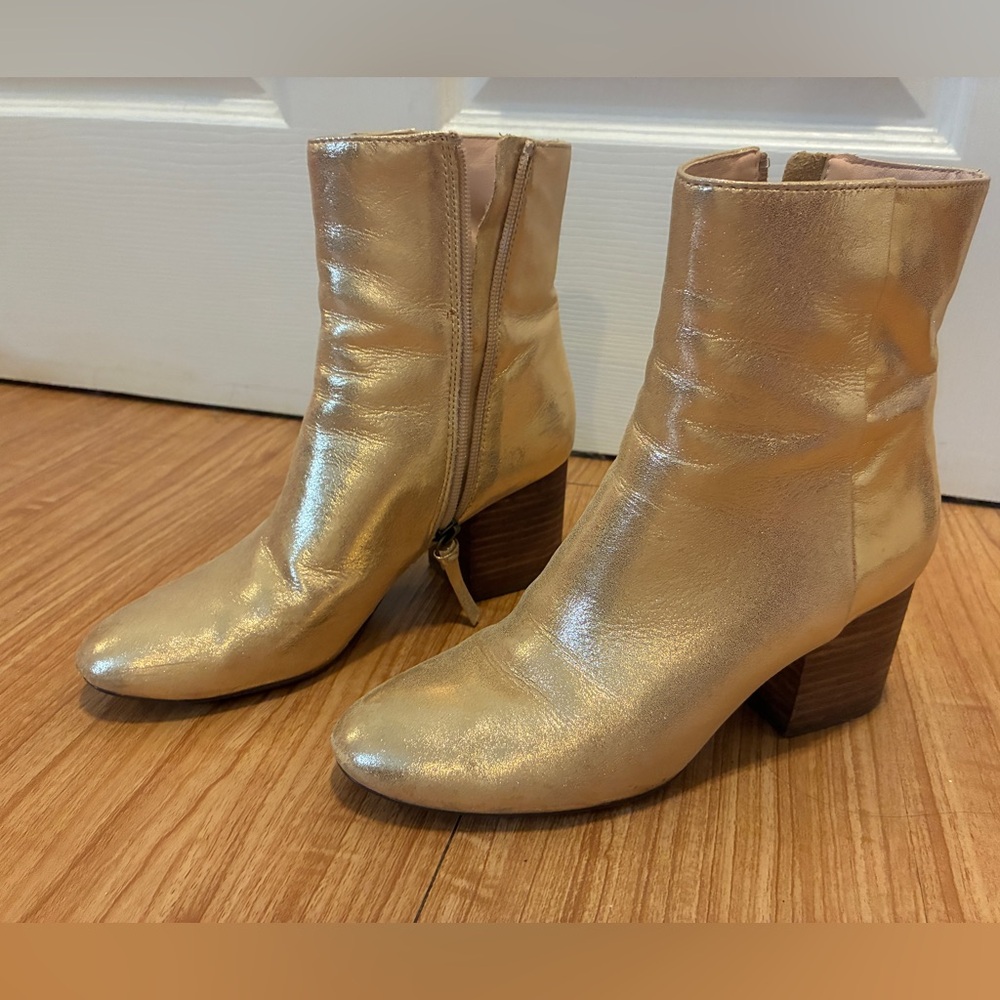 J. Crew gold ankle boots, size 7